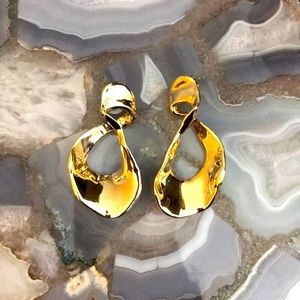 St. John hammered gold abstract earrings